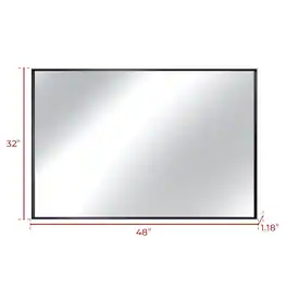 Boyel Living - 48 x 32 in Rectangle Square Right-Angle Mirror with Matte Black Aluminum Frame