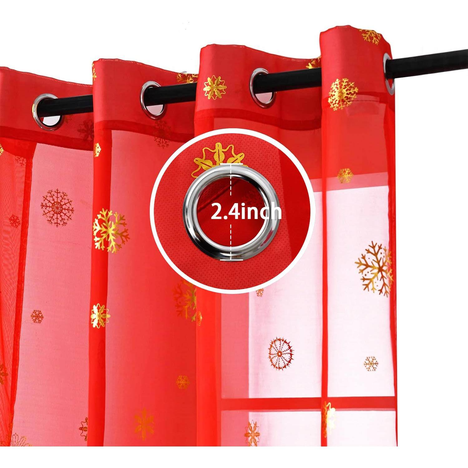 Alt View 4. Paradigms Interiors - Snowflake Christmas Sheer Curtains Luxury Foil Print Voile Metallic Bronzing Pair For Holiday Window Decora... - Snow/White-52"W x 72"L (Pack of 2).