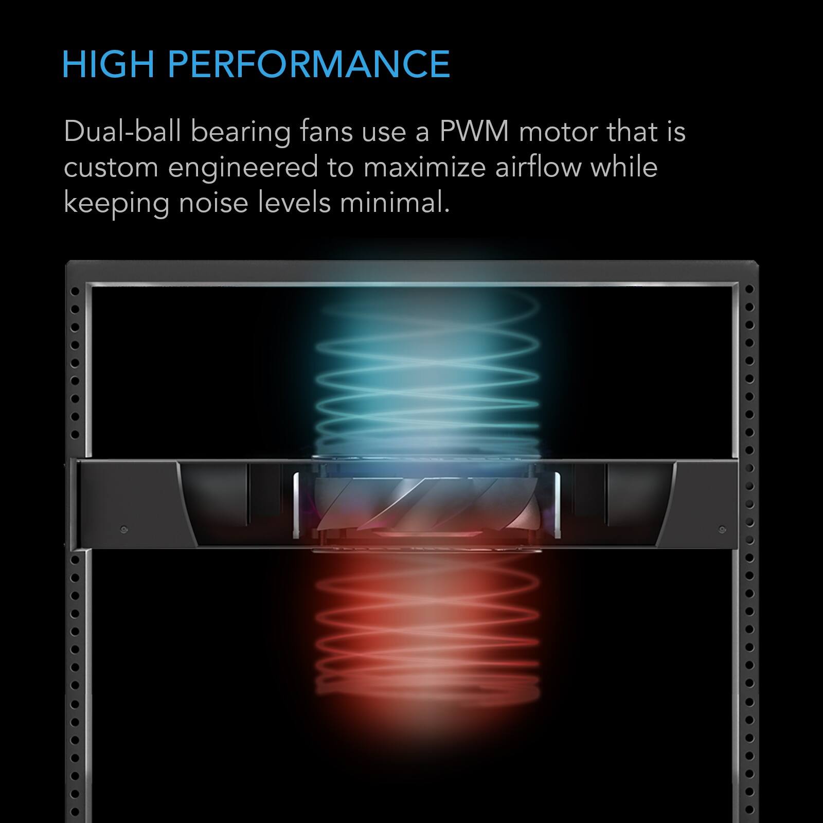 HIGH PERFORMANCE

Dual-ball bearing fans use a PWM motor that is custom engineered to maximize airflow while keeping noise levels minimal.