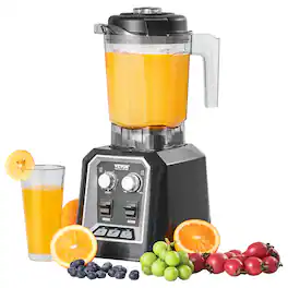 VEVOR - Professional Blender, Commercial Countertop Blenders,68 oz Plastic Jar Blender Combo,Stainless Steel 3 Functions Blender - Silver;Black