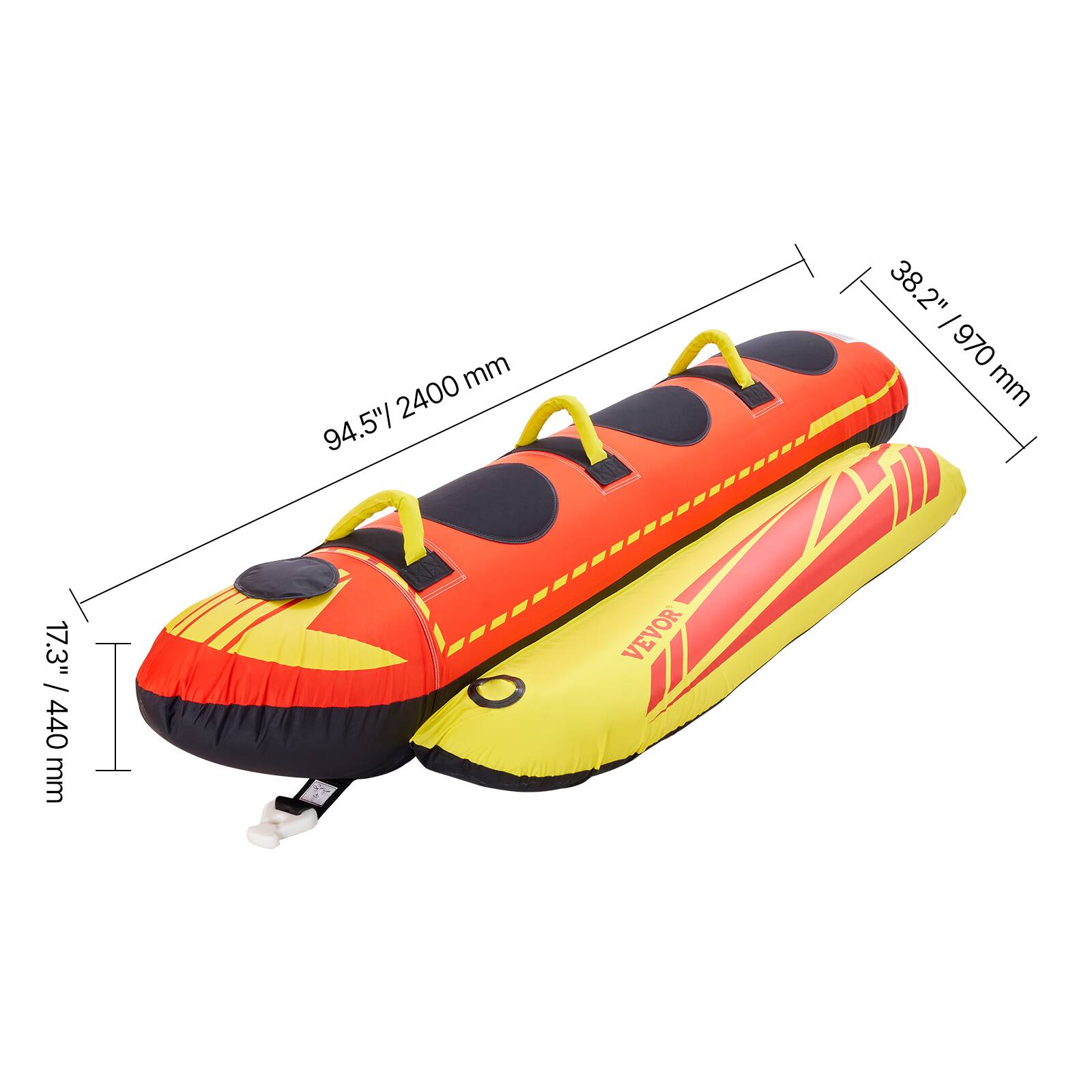 94.5"/2400mm, 38.2"/970mm, 17.3"/440mm, I VEVOR