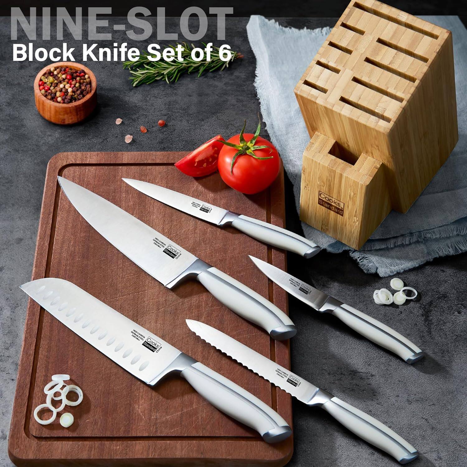 NINE-SLOT Block Knife Set of 6

Standard Cooks

Cooks

II Cooks