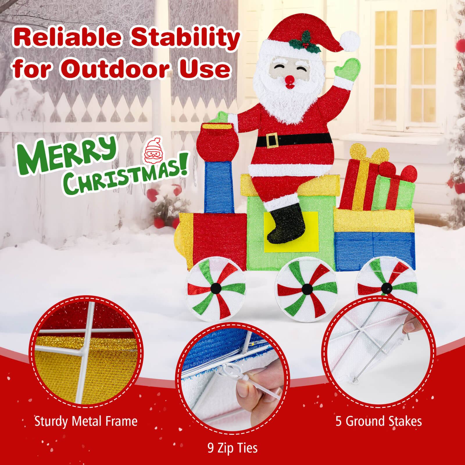 Alt View 8. Costway - Costway Lighted Santa on Train Christmas Decoration with LED Lights Gift Boxes - Multicolor.