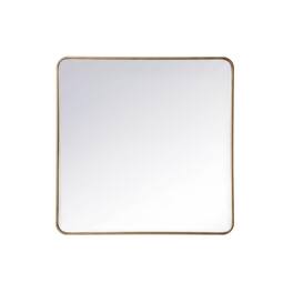 Elegant Decor - Soft corner metal rectangular mirror 36x36 inch - Brass