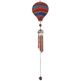 FC Design - 31" Long Red Air Balloon Wind Chime with Copper Gem Outdoor Patio or Garden Hanging Decoration - Multi-Color
