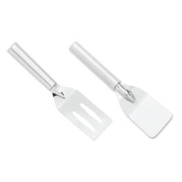 Rada - Cutlery 2-Inch Mini Server Solid Turner Spatula & 3.375-Inch Slotted Turner Spatula, Handles - Silver