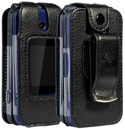 Front. Nakedcellphone - Vegan Leather Case with Belt Clip for Cingular Flip IV, Cricket Debut - Black.