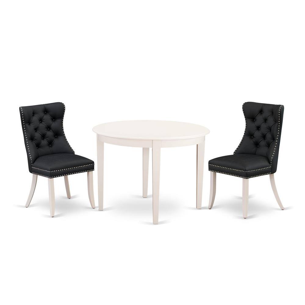 Angle. East West Furniture - 3 Piece Kitchen Table Set Contains a Round Dining Table - White.