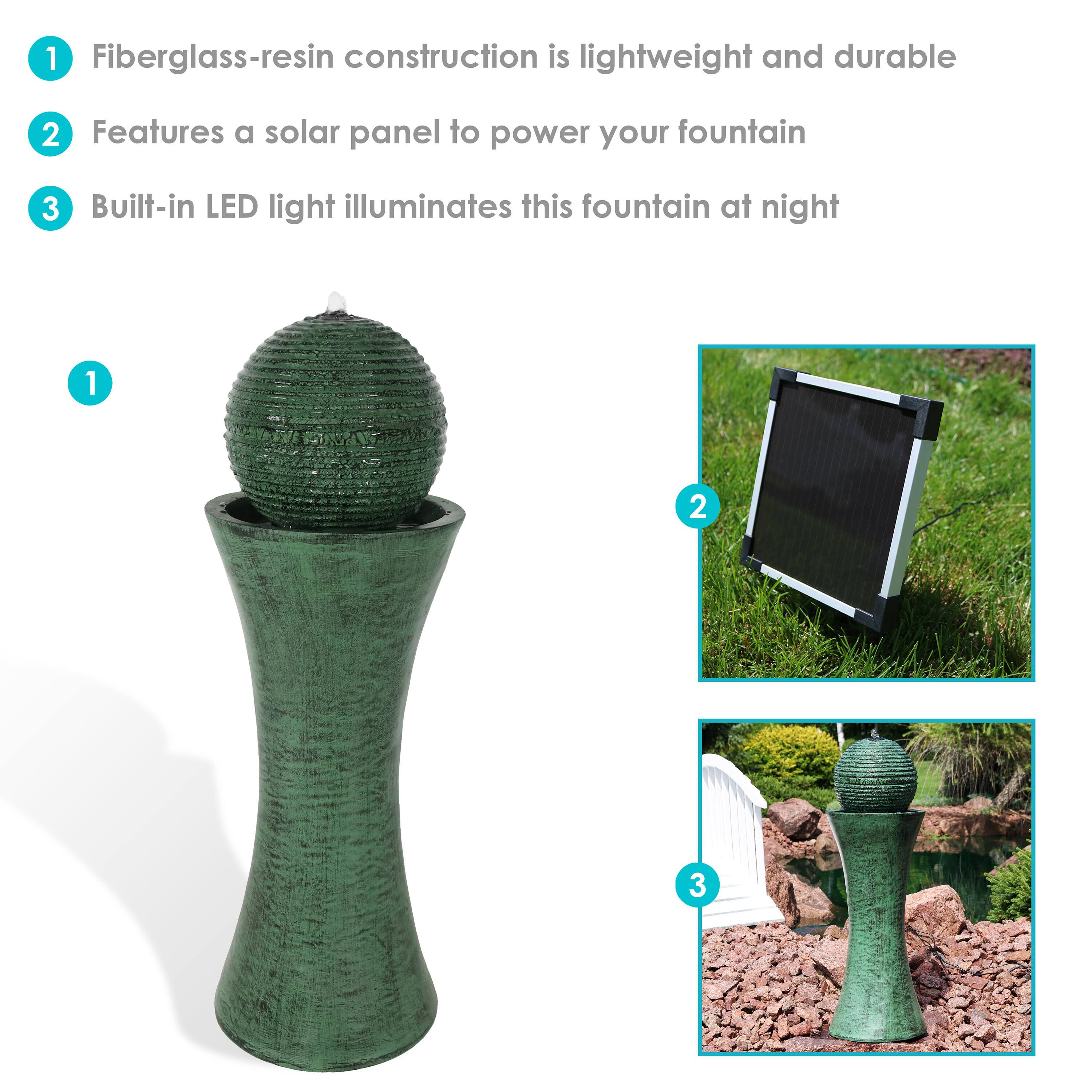 1. Fiberglass-resin construction is lightweight and durable
2. Features a solar panel to power your fountain
3. Built-in LED light illuminates this fountain at night