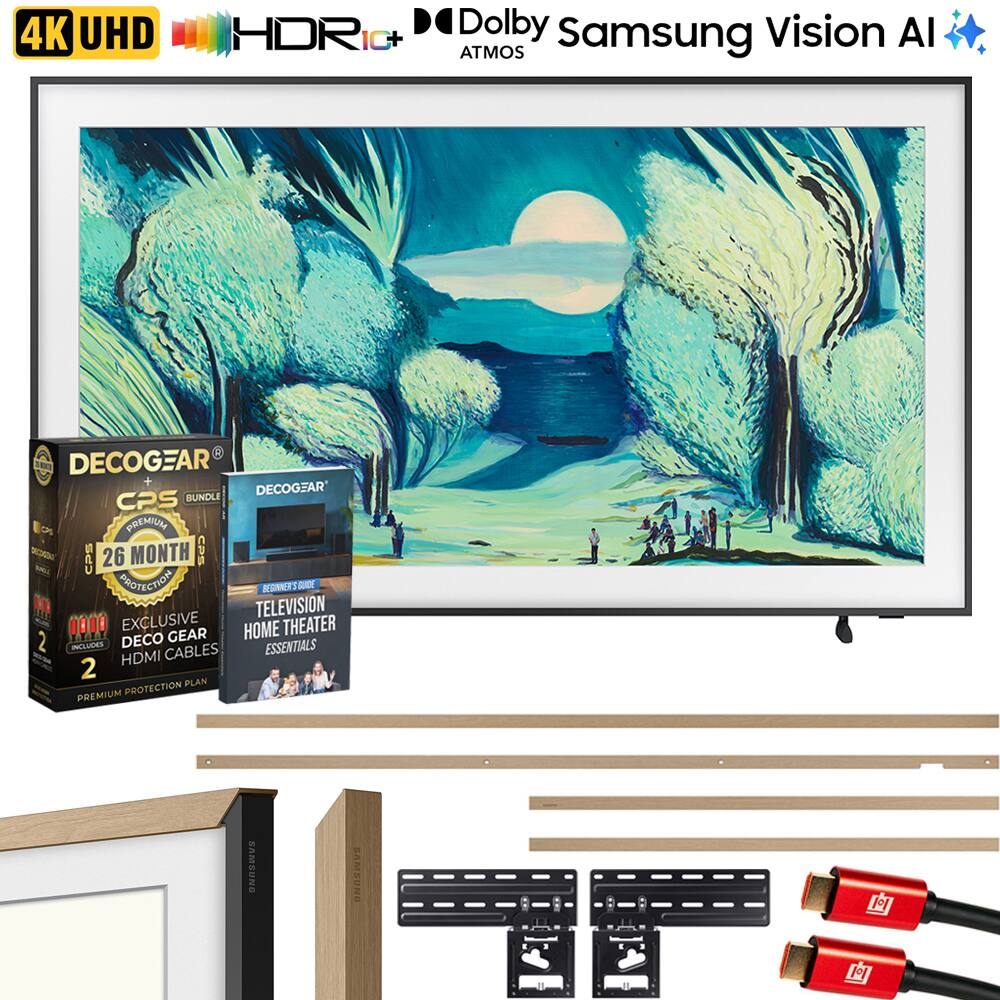 4K UHD HDR10+ Dolby Atmos Samsung Vision AI

DECOGEAR CPS BUNDLE PREMIUM
26 MONTH CPS PROTECTION
EXCLUSIVE DECO GEAR HDMI CABLES

BEGINNER'S GUIDE
TELEVISION HOME THEATER ESSENTIALS

DECOGEAR
CPS
26 MONTH CPS PROTECTION
EXCLUSIVE DECO GEAR HDMI CABLES

2 PLAN PREMIUM PROTECTION