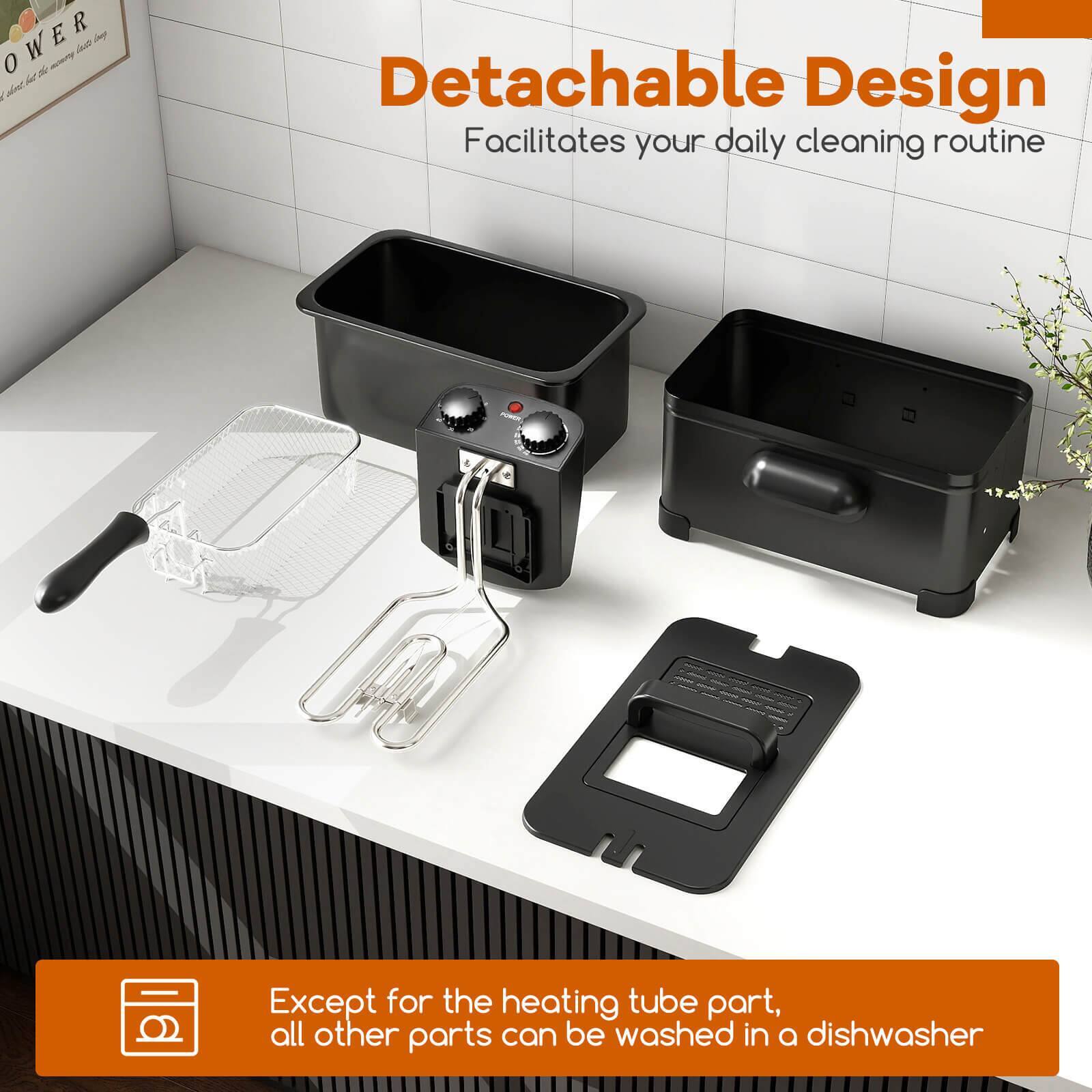 Detachable Design  
Facilitates your daily cleaning routine  

Except for the heating tube part, all other parts can be washed in a dishwasher