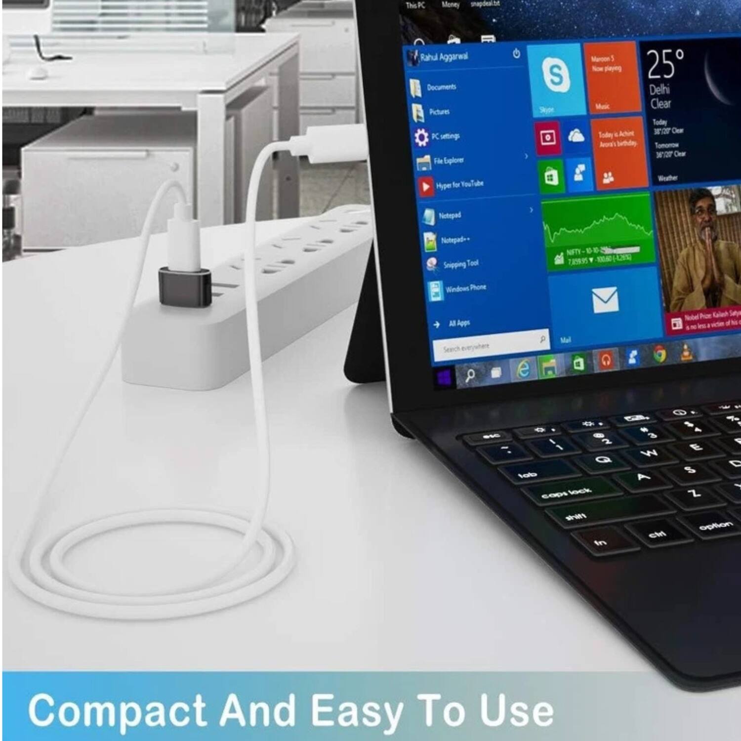 This PC  
Money  
snapdeal.in  

Rahul Aggarwal  
Documents  
Pictures  
PC settings  
File Explorer  
Hyper for YouTube  

Notepad  
Notepad++  
Shipping Tool  
Windows Phone  
All Apps  

Search everywhere  

25°  
Delhi  
Clear  
Today: 28°/20°  
Tomorrow: 30°/20° Clear  

Compact And Easy To Use