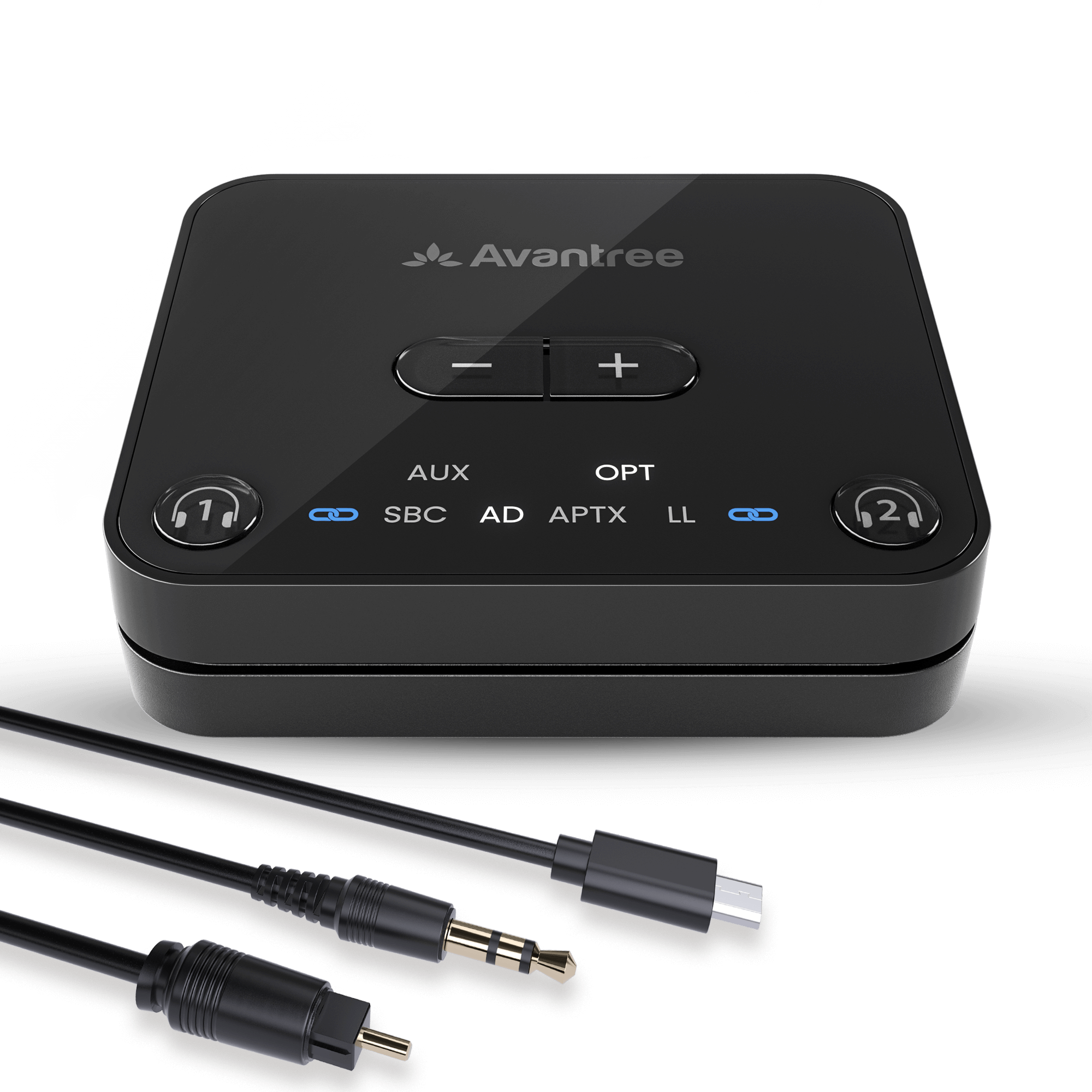 Avantree - Audikast 3 – Bluetooth 5.3 Transmitter for TV Audio via Optical & AUX Outputs - Black