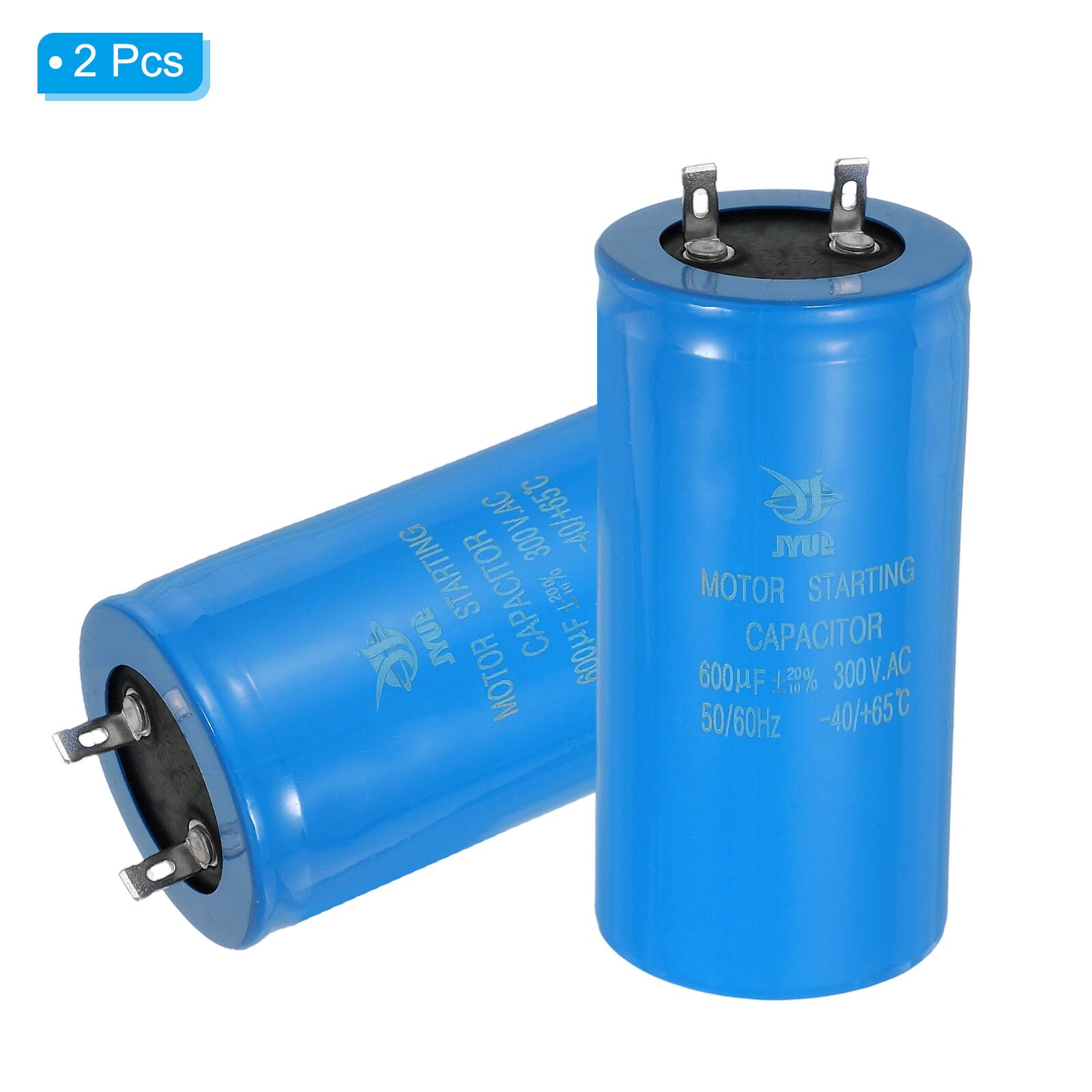 2 Pcs 300V AC 2.99+/0- STARTING CAPACITOR JYUB 600UF MOTOR STARTING CAPACITOR 600UF 20% 300V AC 50/60Hz -40/+65°C