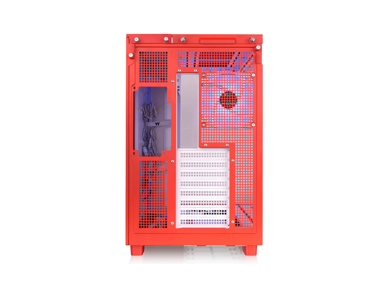 Alt View 4. Thermaltake - Thermaltake View 380 XL TG ARGB Case, 4x120mm Fans, 360mm Rad, 420mm GPU, Dual Chamber, Orange - Flaming Orange.