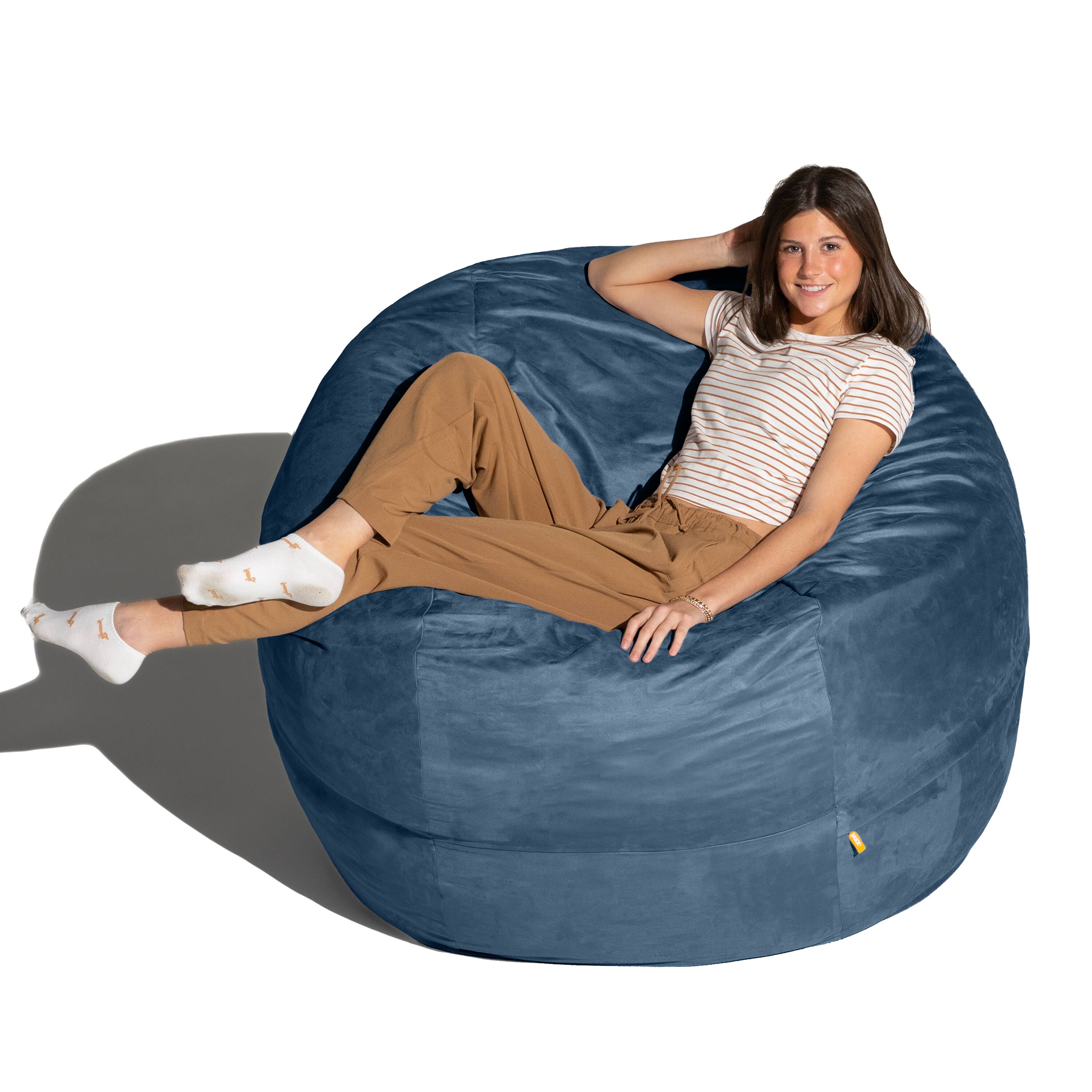 Left. Jaxx - Jaxx Saxx 5 Foot Large Bean Bag w/ Removable Cover, Navy - Navy.
