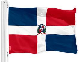 G128 - Dominican Republic Flag - 3x5 ft Printed 150D Polyester, Brass Grommets - Assorted Colors