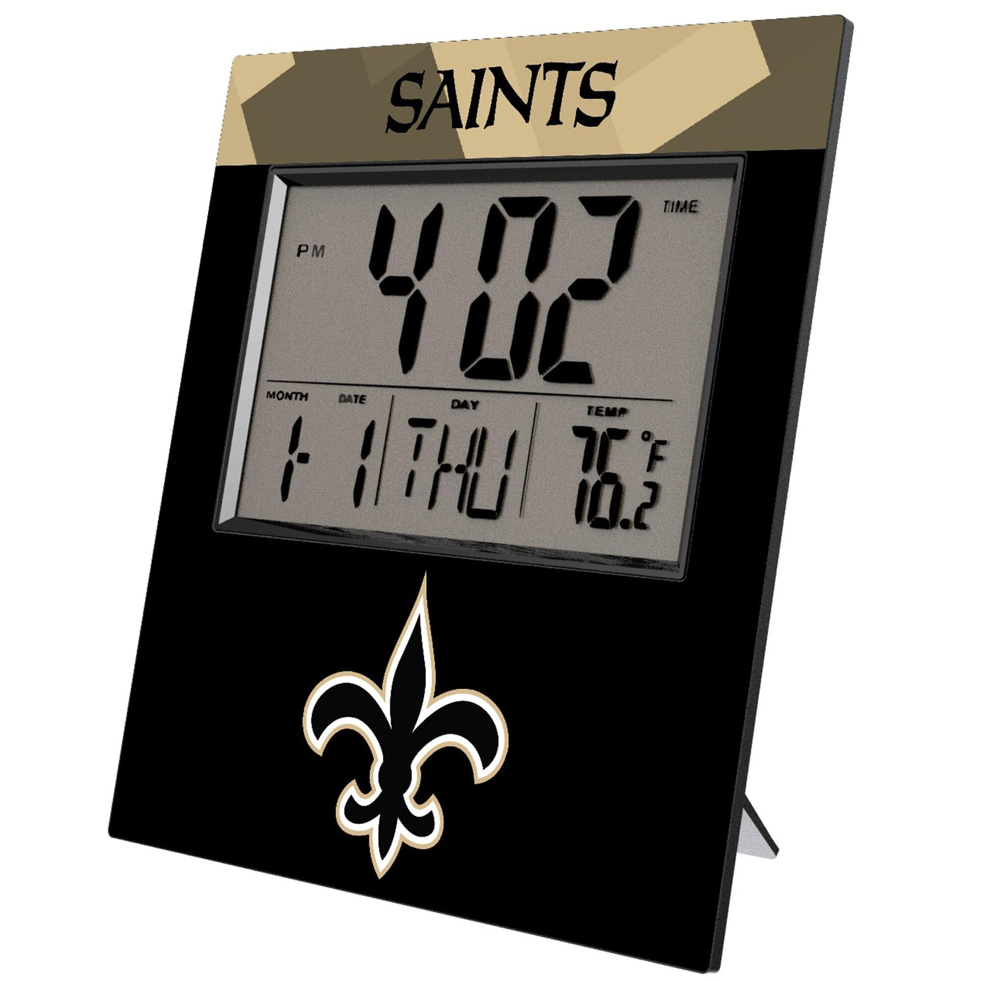 Keyscaper - New Orleans Saints Color Block Digital Desk Clock - Multicolor