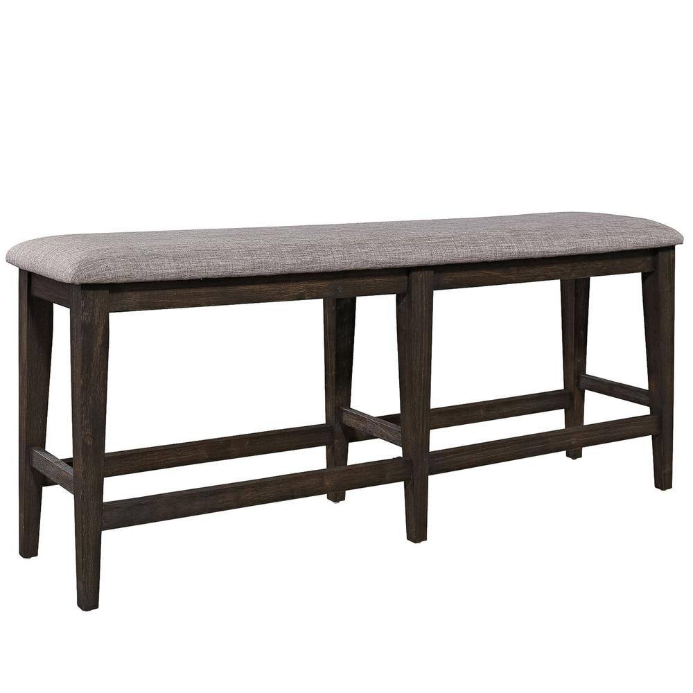 Left. Liberty Furniture Industries - Double Bridge Counter Bench (RTA) in Dark Chestnut - Brown.
