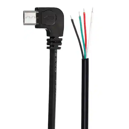 Front. Unique Bargains - 0.3M Right Angle Micro USB Male to 4-Pin Pigtail, 28AWG 12V 3A, for DIY Keyboard Repair, 4pcs - Black.