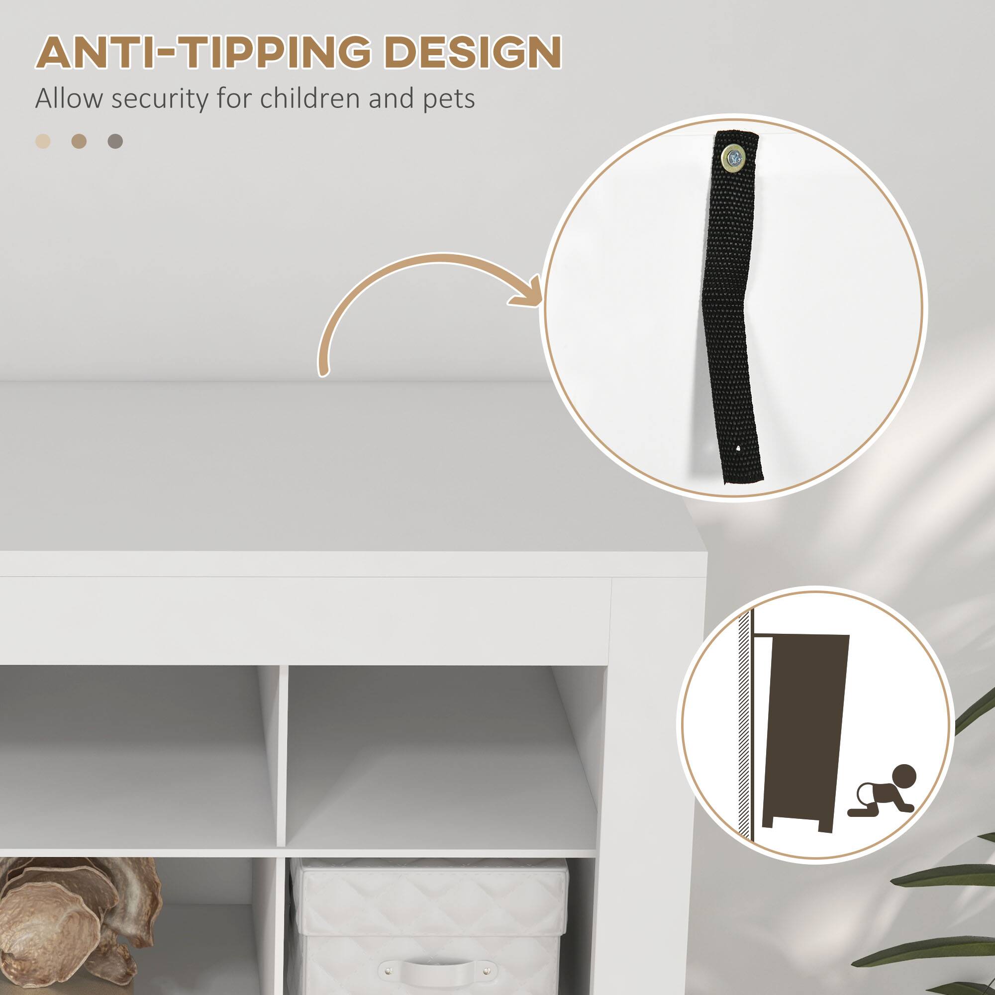 ANTI-TIPPING DESIGN  
Allow security for children and pets