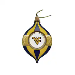 Santa's Workshop - West Virginia Mountaineers Two-Piece 5.5" Spinning Bulb Ornament Set - Blue