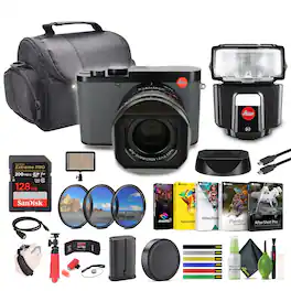 Q3 43 Compact Digital Camera + Leica SF 40 Flash + More Accessories - Black