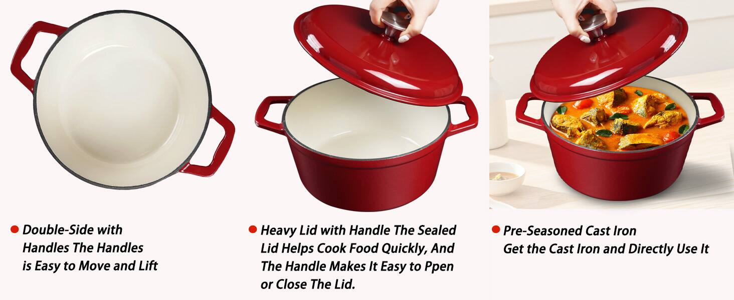 - Double-Side with Handles: The Handles are Easy to Move and Lift
- Heavy Lid with Handle: The Sealed Lid Helps Cook Food Quickly, and The Handle Makes It Easy to Open or Close The Lid.
- Pre-Seasoned Cast Iron: Get the Cast Iron and Directly Use It