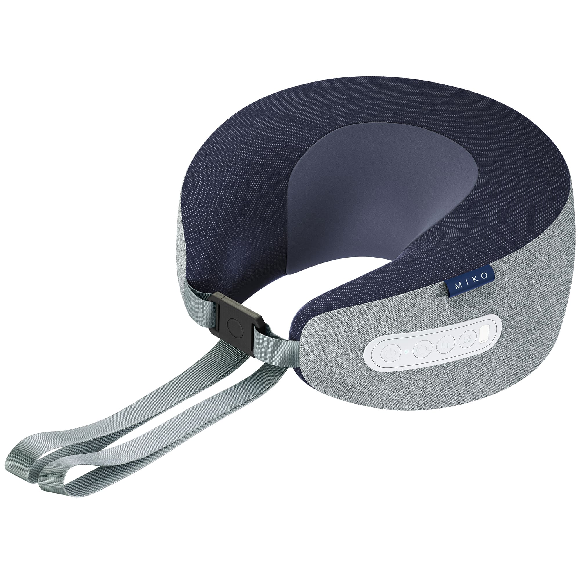 Front. Miko - Miko Snug Neck Massage Pillow with Memory Foam, Graphene Heat, Deep Kneading Massage, 3 Modes, Auto Shut-Off - Grey/Blue.