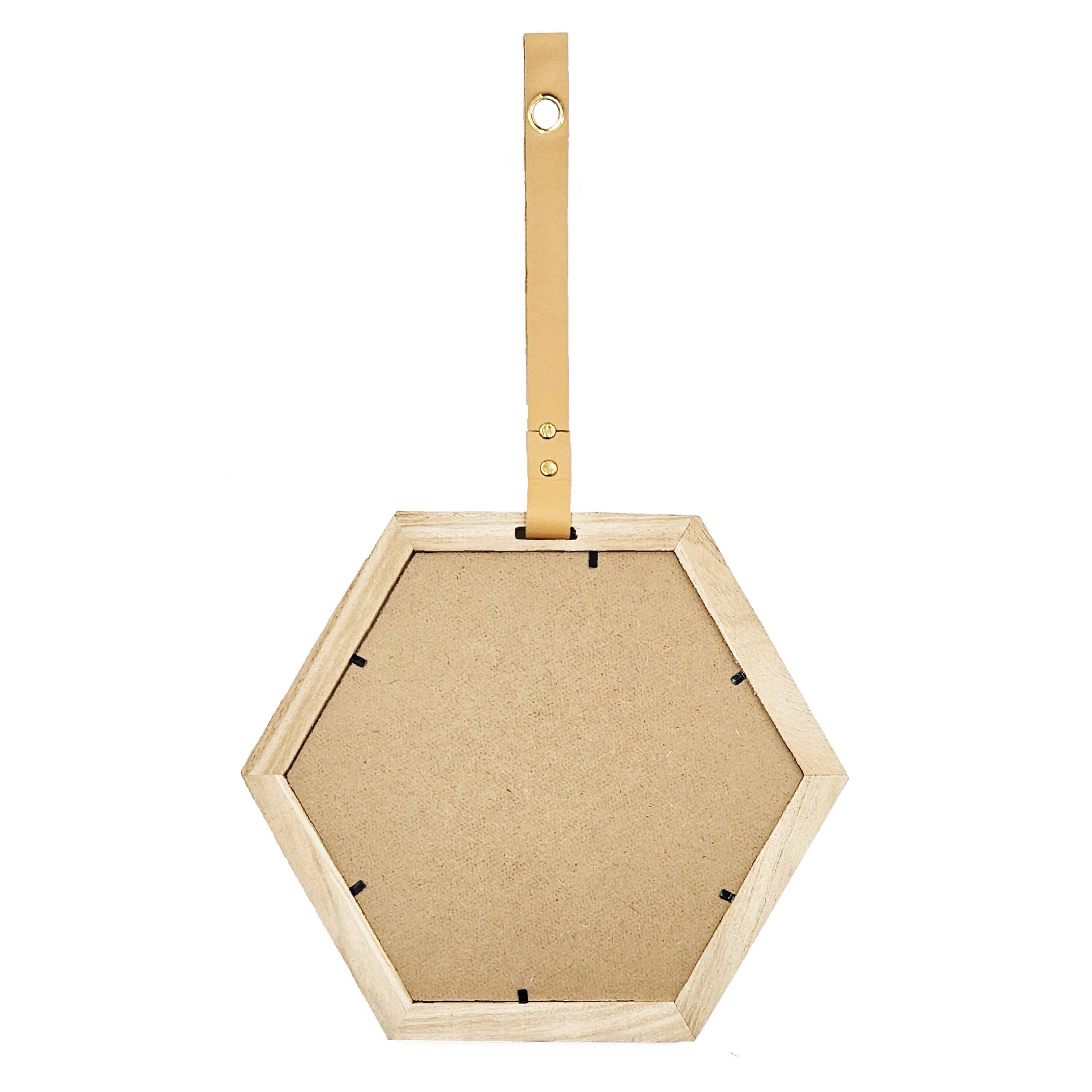 Left. BreeBe - Harlan Hexagon Mirror, 2 Pieces Wall Accent, 11x10' - Beige Brown.