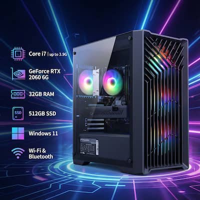 STGAubron Gaming Desktop PC, Intel Core i7 up to 3.9G, GeForce RTX STGAubron Gaming Desktop PC, Intel Core i7 up to 3.9G, GeForce RTX