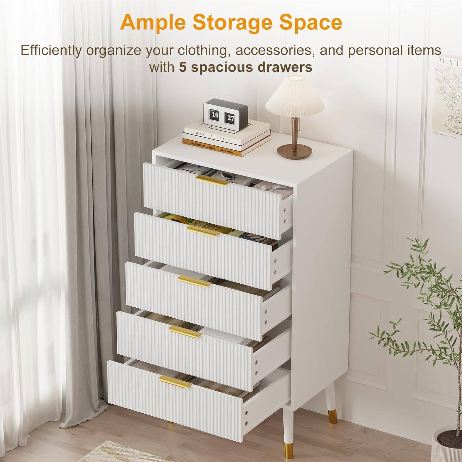 Ample Storage Space

Efficiently organize your clothing, accessories, and personal items with 5 spacious drawers