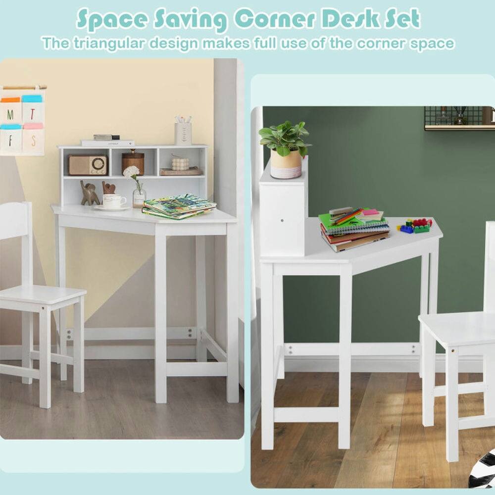 Space Saving Corner Desk Set  
The triangular design makes full use of the corner space