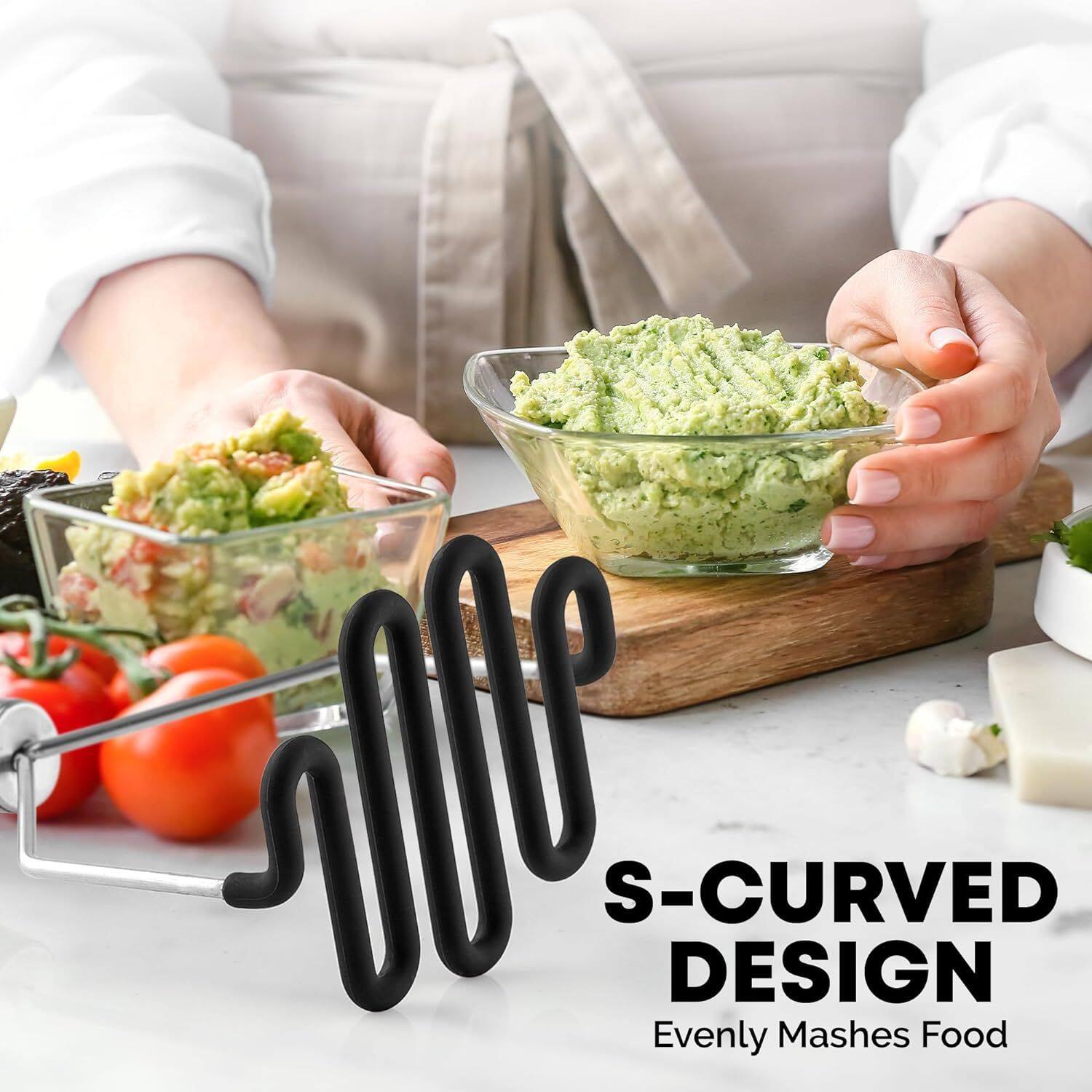S-CURVED DESIGN Evenly Mashes Food