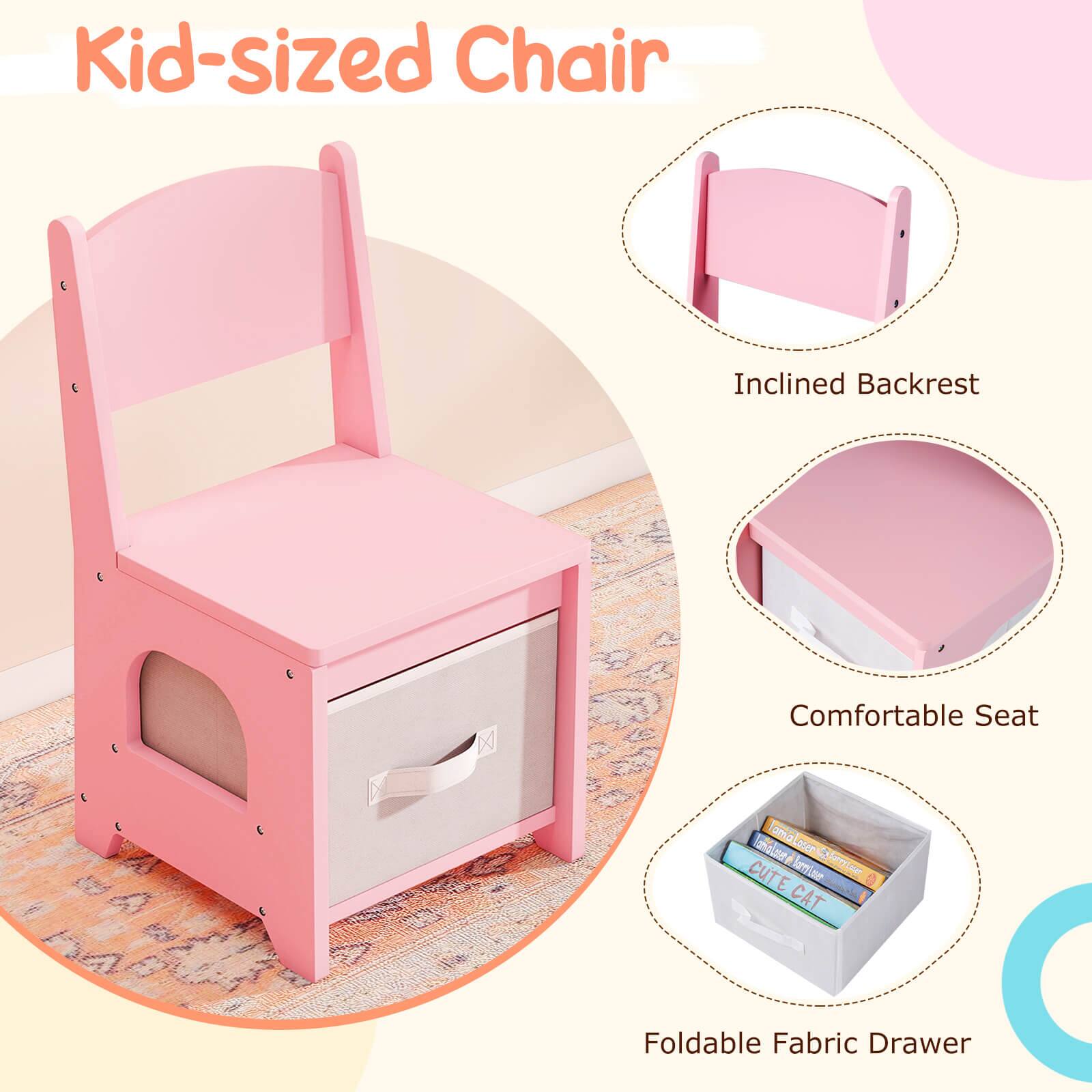 Kid-sized Chair

- Inclined Backrest
- Comfortable Seat
- Foldable Fabric Drawer