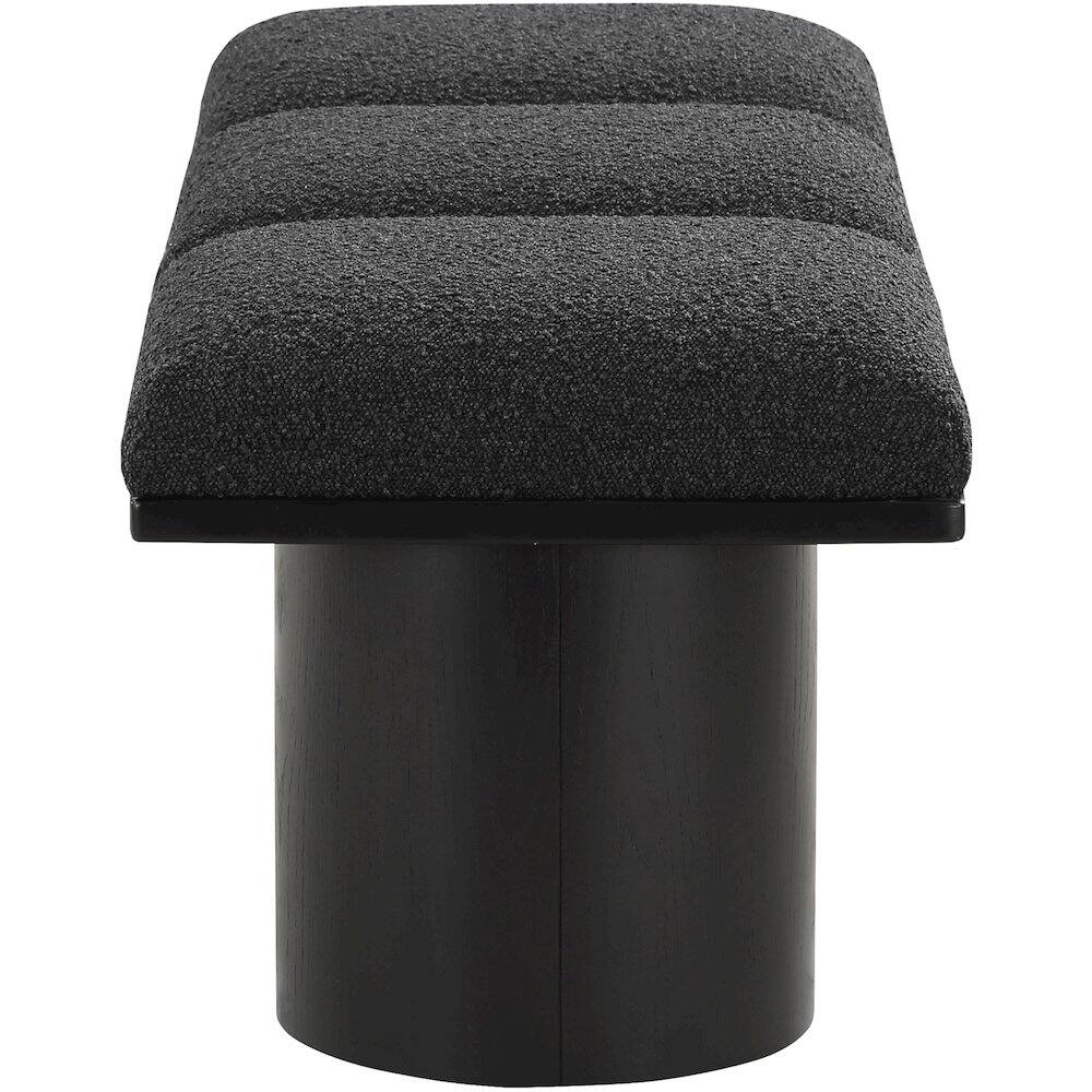 Left. Meridian Furniture - Pavilion Black Boucle Fabric Bench - Black Boucle Fabric.