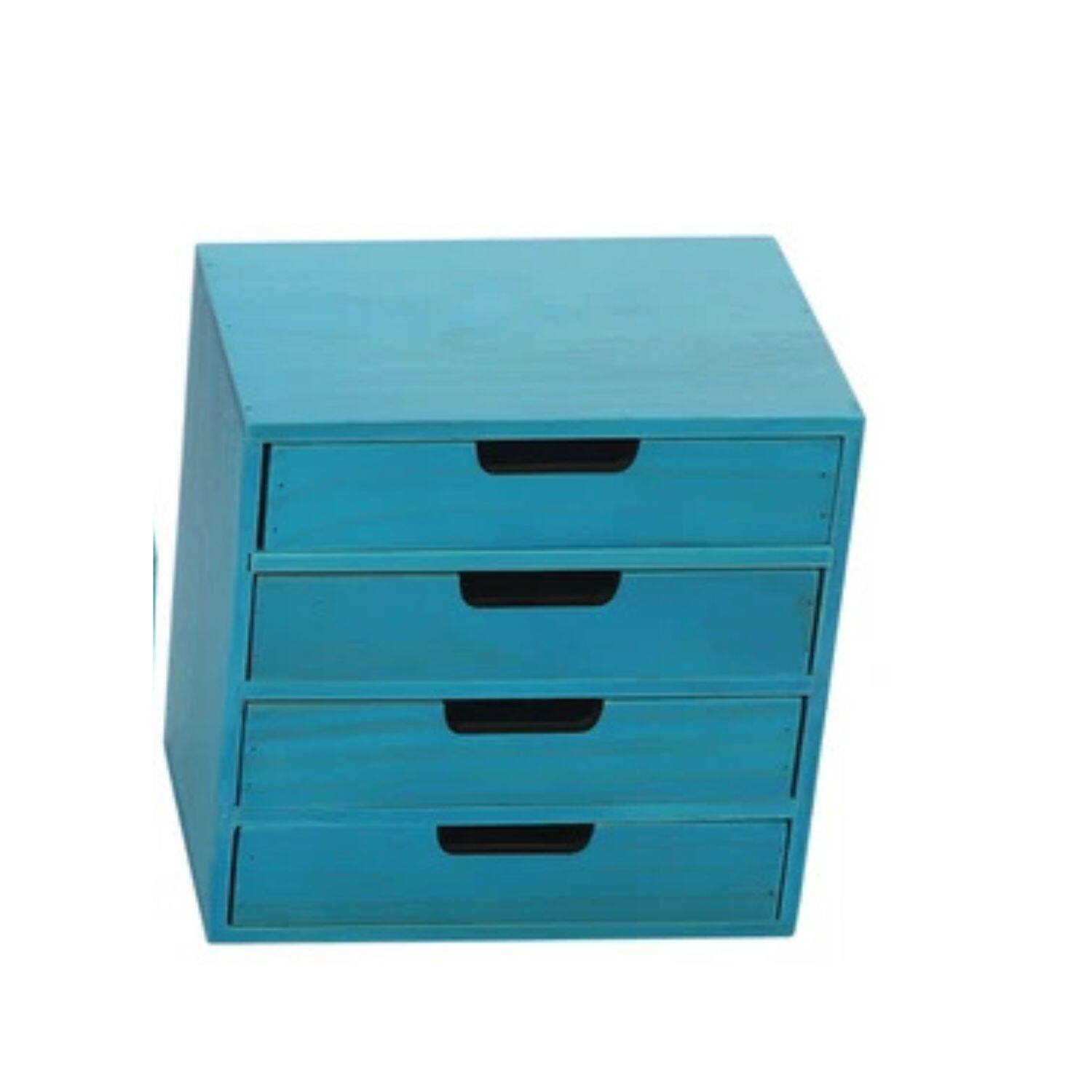Left. Home Collection - 4-Drawer Blue Desk Organizer – Desktop Storage Cabinet for Office Supplies - Blue.