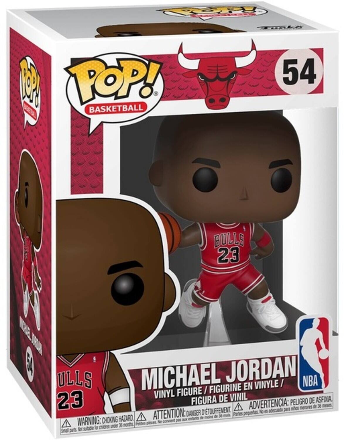 POP! BASKETBALL 54 BULLS 23 MICHAEL JORDAN FIGURINE EN VINYLE NBA VINYL FIGURE / 23 FIGURA DE VINIL PELIGRO DE ASFIXIA. ADVERTENCIA: para niños menores de 36 meses ATTENTION: DANGER D'ASFIXIEMENT Partes pequeñas No es adecuado para niños menores de 36 meses WARNING: CHOKING HAZARD.