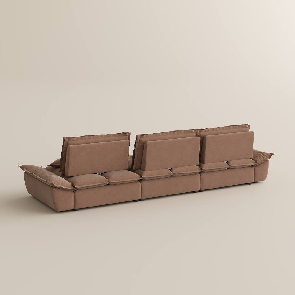 Alt View 9. POVISON - 141.73" Sailboat Deep Sofa Stain Resistant Cozy Couch with Adjustable Backrest - Brown Suede Fabric.
