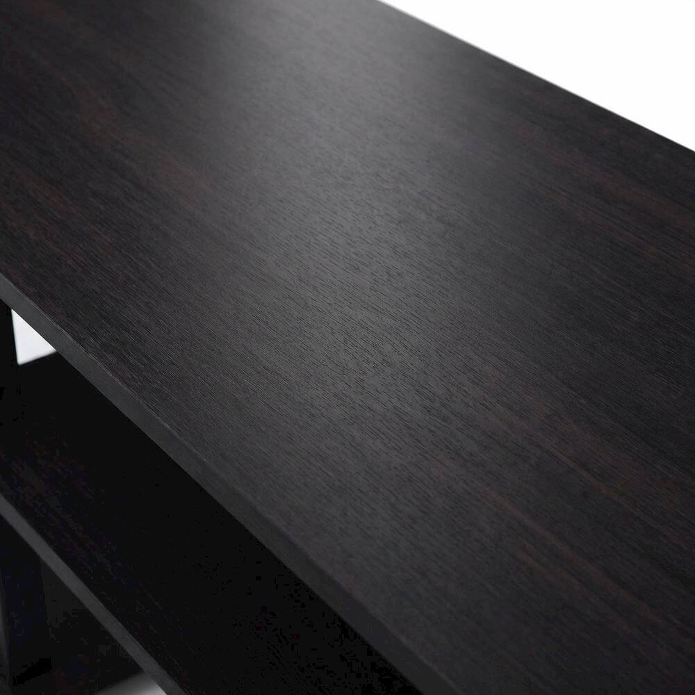 Alt View 4. FurniFact - Dark Walnut TV Stand with Wide Shelving and Composite Wood Finish - Brown Black.