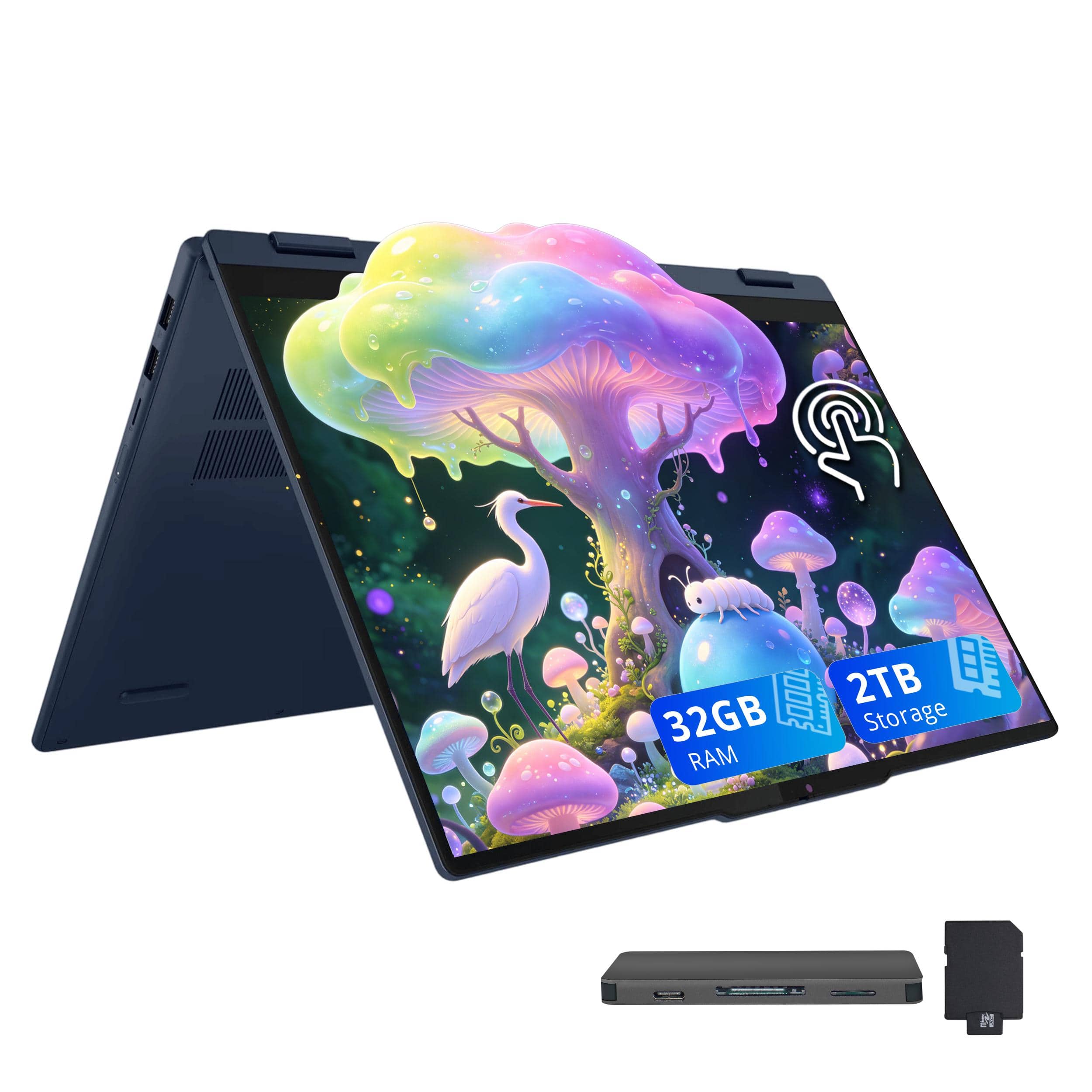 Lenovo - IdeaPad 5i 2-in-1 16" WUXGA Touch Laptop,Intel Ultra 7 255U,32GB RAM,1TB SSD+1TB Dock Set,Backlit,Win 11 - Blue
