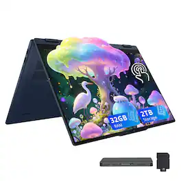Lenovo - IdeaPad 5i 2-in-1 16" WUXGA Touch Laptop,Intel Ultra 7 255U,32GB RAM,1TB SSD+1TB Dock Set,Backlit,Win 11 - Blue