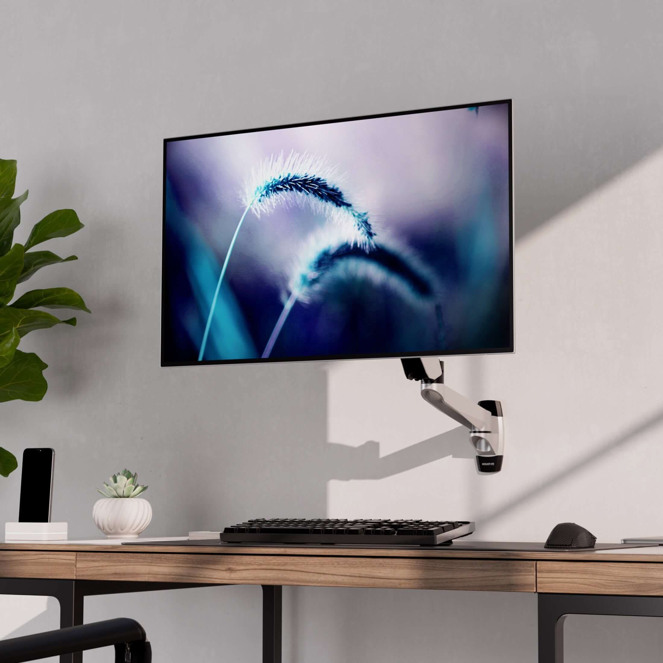 Mount-It! - CLiX Series Fully Adjustable Monitor Wall Mount with Gas Spring Arm, 13"-32" - Silver - Thumbnail 5