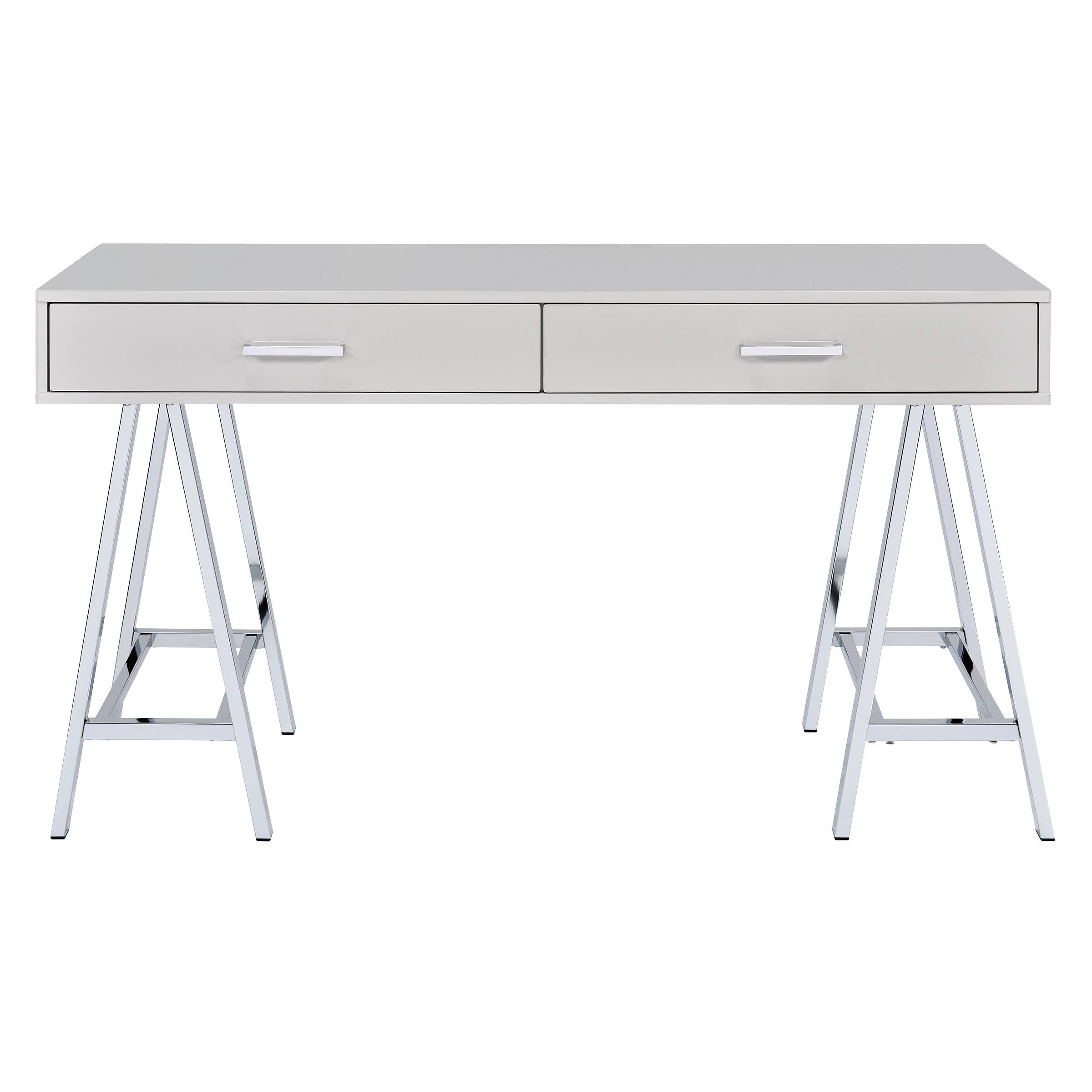 Front. OSP Home Furnishings - Vivid 2 Drawer Desk - Grey/Chrome.