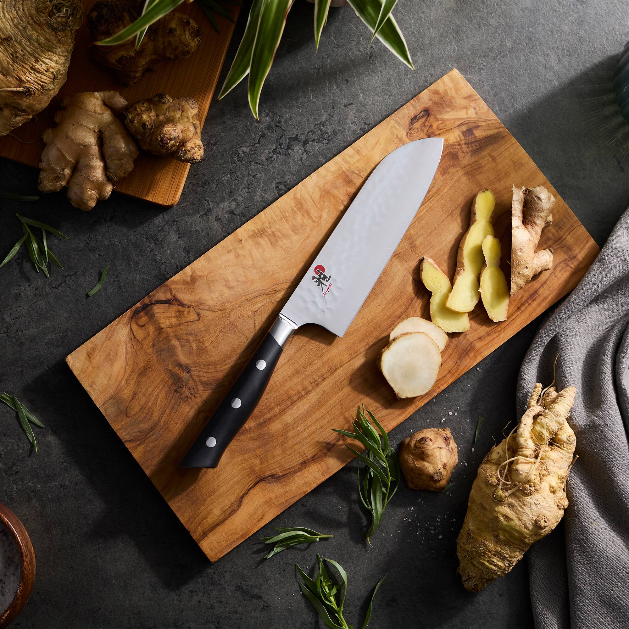 Alt View 1. Miyabi - Miyabi Hisho 5.5-inch Santoku Knife - Black.