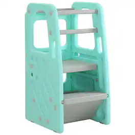 SDADI - PLT01GN Children's Plastic Learning Stool with 3 Adjustable Heights - Green