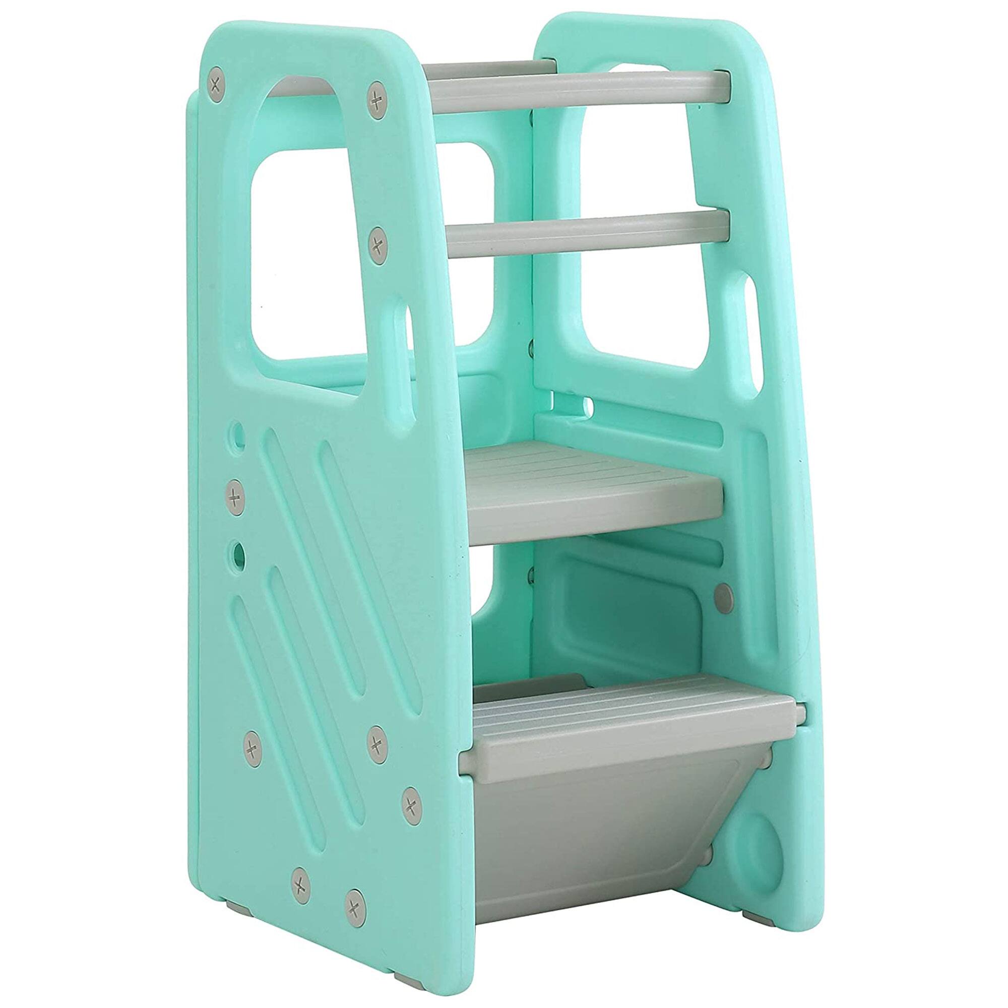 Front. SDADI - SDADI PLT01GN Children's Plastic Learning Stool with 3 Adjustable Heights, Green - Green.