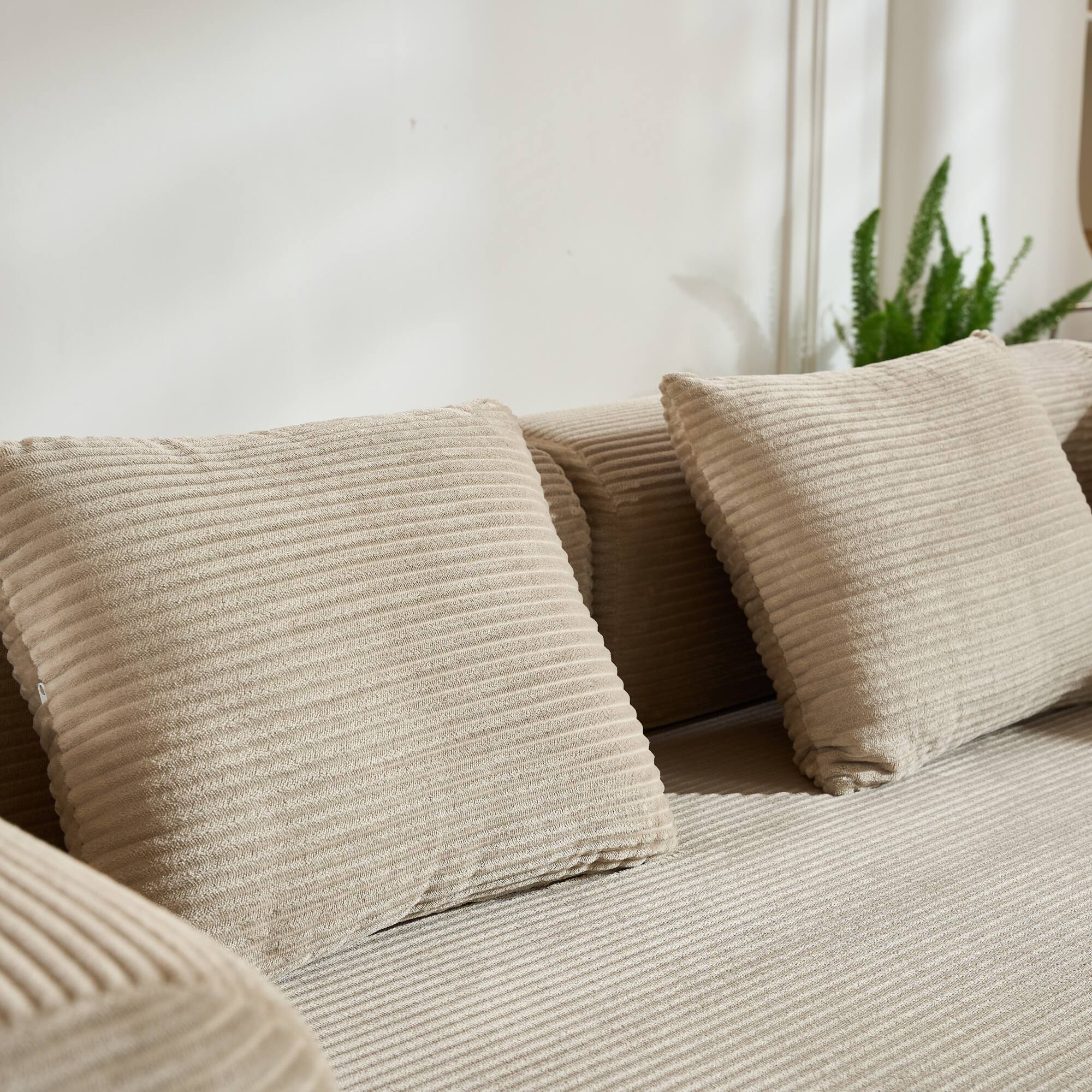 Alt View 10. GOODSILO - Convertible Sleeper Sofa in Cylindroy Fabric | Features a Cylindrical Pillow & Space-Saving Foldable Design - Beige.