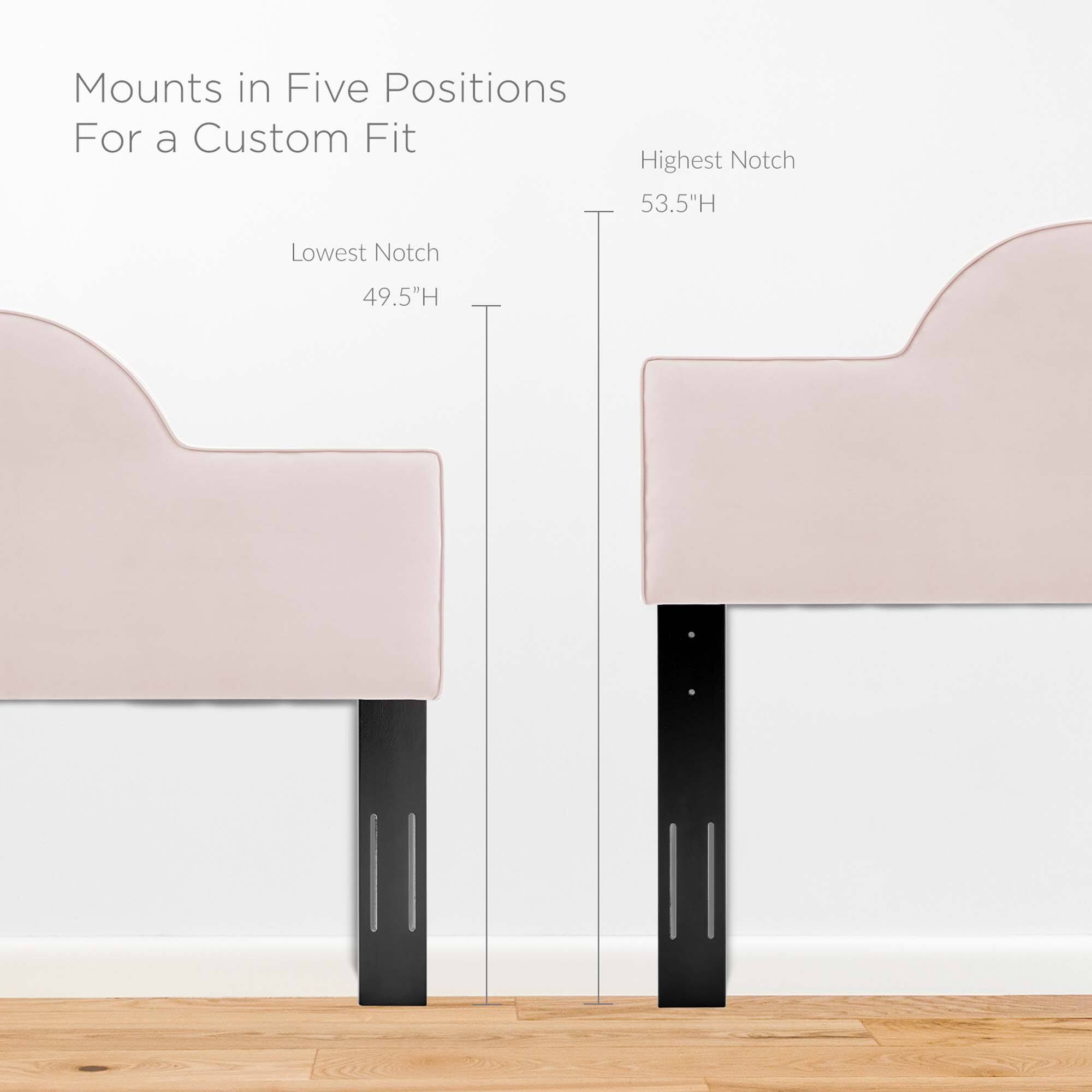 Mounts in Five Positions For a Custom Fit

Lowest Notch 49.5"H

Highest Notch 53.5"H