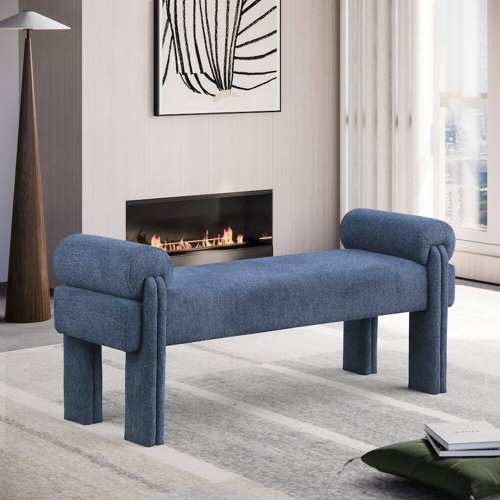 Alt View 1. Meridian Furniture - Stefano Navy Polyester Fabric Bench - Blue.
